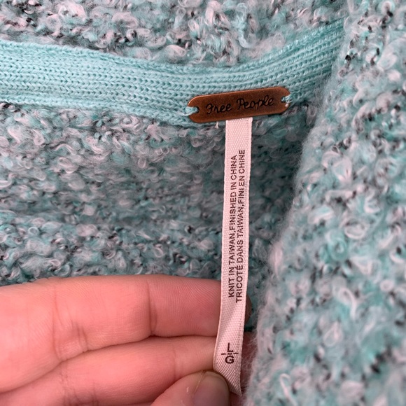 Free People aqua blue cowl neck boxy sweater large - Picture 5 of 7